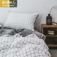 简约棉针织棉水洗棉四件套 北欧风床单被套床笠床上用品 三维工匠