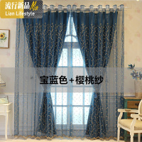 简约现代清新田园浮绣花全遮光窗帘客厅卧室阳台定制成品窗纱 三维工匠