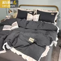 棉水洗棉公主风床上用品四件套棉床笠1.5m床单人被套三4件套3 三维工匠