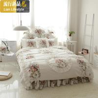 ins小清新田园碎花公主风花边棉棉四件套被套床裙式床上用品 三维工匠