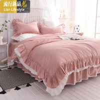 仙女公主风棉棉床上四件套带床裙式荷叶边网红款床罩四季通用 三维工匠