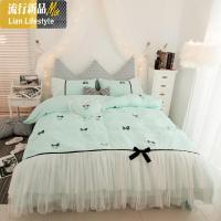 棉公主四件套棉韩式风粉色床裙式蕾丝被套1.5米1.8m床上用品 三维工匠