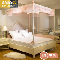 新款蚊帐1.8m床双人家用加密加厚支架三开1.5米方顶蒙古包 三维工匠