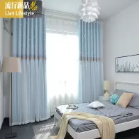 2020流行窗帘北欧简约客厅镂空两层落地隔断卧室全遮光窗帘布新款 三维工匠