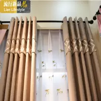北欧ins简约现代拼接窗帘隔音防晒成品遮光布卧室窗帘客厅落地窗 三维工匠