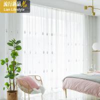窗帘北欧简约客厅纱帘白色刺绣窗纱透光不透人白纱卧室阳台纱遮光 三维工匠