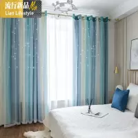 窗帘北欧简约现代客厅卧室少女网红双层窗纱隔热遮阳布全遮光成品 三维工匠