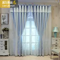 简约现代清新田园绣花纯色全遮光窗帘客厅卧室阳台定制成品窗纱 三维工匠
