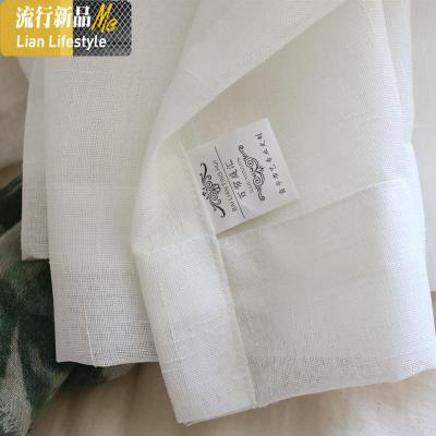 经典十字麻纱客厅阳台卧室飘窗纱帘白纱成品白色落地窗帘定制 三维工匠