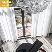 轻透薄飘逸白纱帘简约现代轻奢定做别墅高窗卧室客厅落地窗帘窗纱 三维工匠
