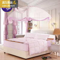 家纺典雅型蒙古包三开蚊帐学生圆顶无底加高蚊帐1.5/1.8m床 三维工匠