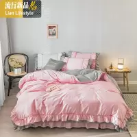 少女心白色棉公主风双人床单被套网红床裙式四件套棉ins床上 三维工匠