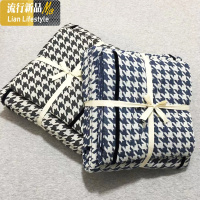 千鸟格加厚天竺棉四件套被套床单针织棉1.8m床上用品棉棉 三维工匠