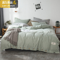 水洗棉四件套棉棉针织日系被套床单1.5m天竺棉三件套 三维工匠