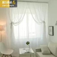 免打孔公主风魔术粘贴自粘式窗帘白纱帘定制蕾丝边飘窗阳台出租房 三维工匠