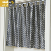 灰箭头格子美式乡村北欧现代简约厨房半帘咖啡馆餐厅棉麻帘布帘 三维工匠窗帘