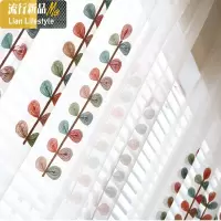美式现代田园刺绣窗帘定制布料清新遮光隔断阳台落地飘窗纱帘布料 三维工匠