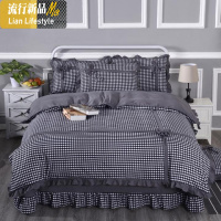 ins网红春秋针织棉被套四件套棉花边式床单公主风蝴蝶结被罩4 三维工匠