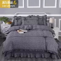 ins网红春秋针织棉被套四件套棉花边式床单公主风蝴蝶结被罩4 三维工匠