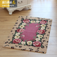 玫瑰花进入户厅地垫垫厨房卧室脚垫卫生间吸水防滑半圆地垫 三维工匠地毯