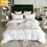 欧式色水洗四件套棉棉床单刺绣被套结婚庆双人床上用品 三维工匠