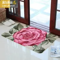 玫瑰剪花口地垫垫进厅玄关垫卧室厨房脚垫浴室吸水防滑垫 三维工匠地毯