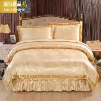 棉欧式贡缎提花床罩床裙四件套棉加厚夹棉床笠款结婚庆床上品 三维工匠