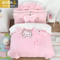 公主风棉床裙四件套1.2m可爱女孩儿童三件套1.5/1.8米棉床品 三维工匠