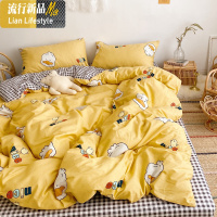 棉四件套棉清新卡通可爱套件儿童学生宿舍床品床单被套小鸭 三维工匠