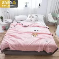 可水洗夏凉被空调被简约色棉夏被单双人夏天季丝棉薄被子机洗 三维工匠