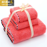 珊瑚绒浴巾毛巾浴帽三件套柔软成人加厚吸水男女情侣干发帽洗澡巾 三维工匠