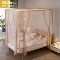 遮光床上蚊帐1.8m床1.5m床帘一体式带支架家用免安装1.2米2公主风 三维工匠
