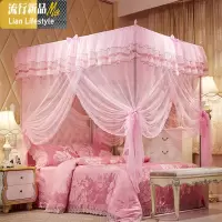 大床家用简单网纱1.2宽1.5米1.8m床长2用式双人1公主公主风红蚊帐 三维工匠