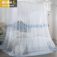 提花U型导轨蚊帐家用加密轨道1.5m1.8米床双人加厚支架公主风欧式 三维工匠