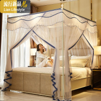 三开落地蚊帐1.5m公主风1.8m床双人支架家用纹账2米床1.2铁艺 三维工匠