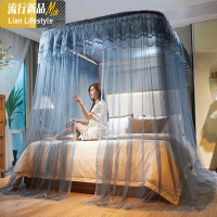 2020新款导轨蚊帐轨道拉幕1.8m1.5米床加密三开不打墙升降支架 三维工匠