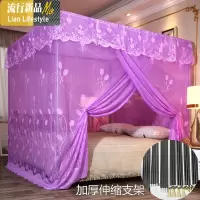 防尘顶宫廷蚊帐单带支架1.5m家用公主风不锈钢1.8床加密加厚2米 三维工匠