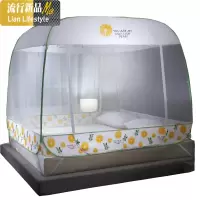 免安装蒙古包蚊帐1.8m床防摔儿童蚊帐家用可折叠1.2米床回底1.5床 三维工匠