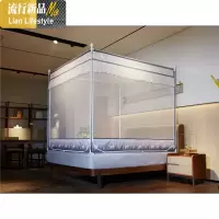 坐床式蚊帐家用1.8m床1.5加厚加密新款防摔拉链方顶三开1.2米床 三维工匠