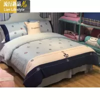 棉儿童卡通床上四件套棉贴布绣被套男孩女孩床单航海1.5米床 三维工匠
