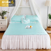 冰丝席三件套1.5m1.8米2床裙床罩欧式公主蕾风凉席夏季空调软席子 三维工匠凉席/凉枕