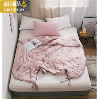 小清新爱心刺绣天丝夏凉被 简约蝴蝶结单双人1.5m空调被夏季薄被 三维工匠被子