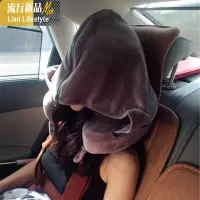 连帽记忆棉U型枕便携护颈枕遮光带帽子脖子u形枕飞机旅行颈椎枕头 三维工匠枕芯/枕头