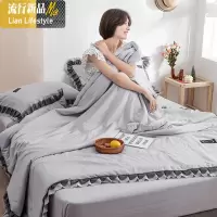 韩式蕾丝夏被四件套少女心公主风纯色花边夏凉被薄被子床裙三件套 三维工匠