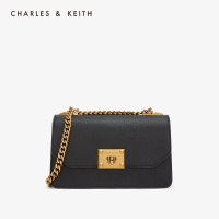CHARLES＆KEITH单肩包金属扣链条翻盖单肩包女包