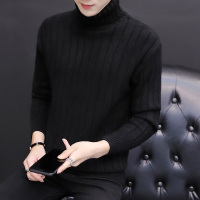 [德国法兰克福]冬季潮流休闲时尚男士针织衫 韩版加厚条纹提花高领毛衣