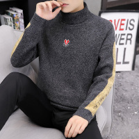 【德国法兰克福】港风 秋冬新款针织衫韩版潮流帅气宽松可翻高领毛衣男外套