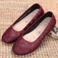 中老年女鞋夏季软底透气老太太老北京布鞋面妈妈平底奶奶鞋女