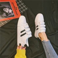 小白鞋女2019春季新款韩版魔术贴平底板鞋学生休闲鞋单鞋运动鞋