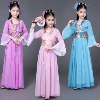 儿童古装小七仙女公主裙古筝表演服古代唐装汉服贵妃服小女孩古装